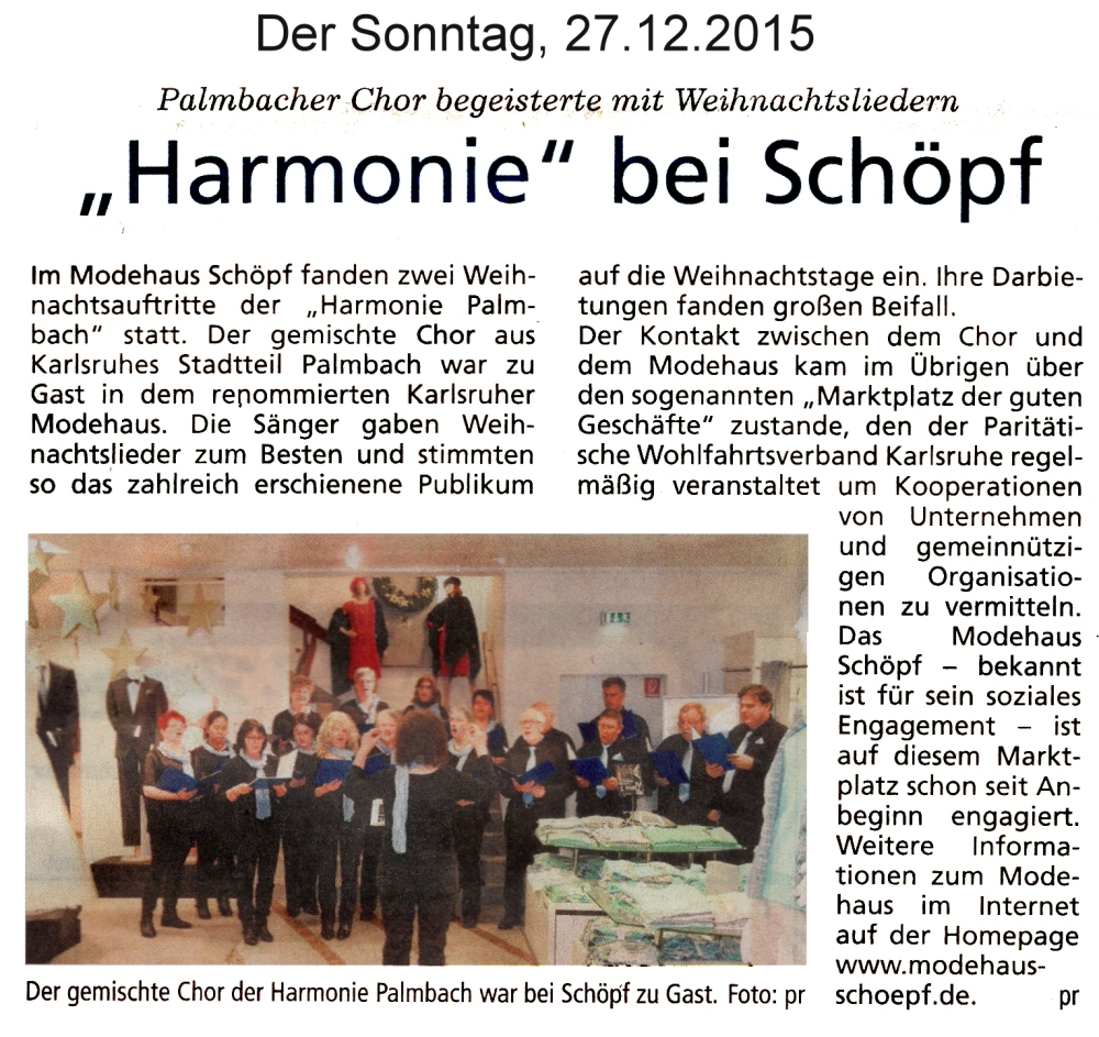 Bericht aus "Der Sonntag" vom 27.12.2015